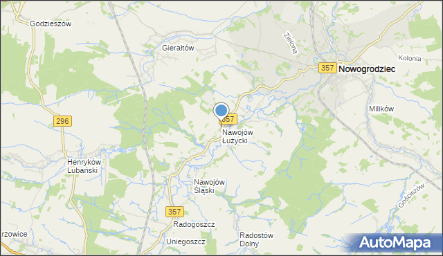 mapa Nawojów Łużycki, Nawojów Łużycki na mapie Targeo